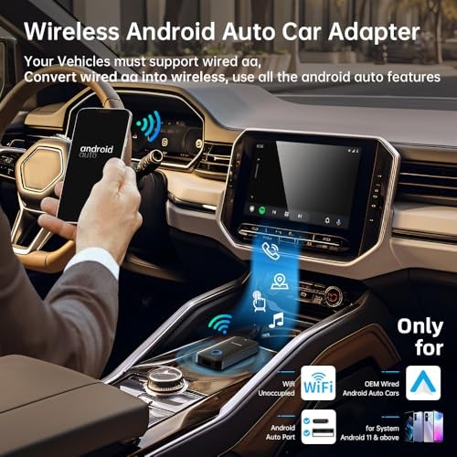 Wireless Android Auto Car Adapter Converts Wired AA 2016+ to Wireless, Android