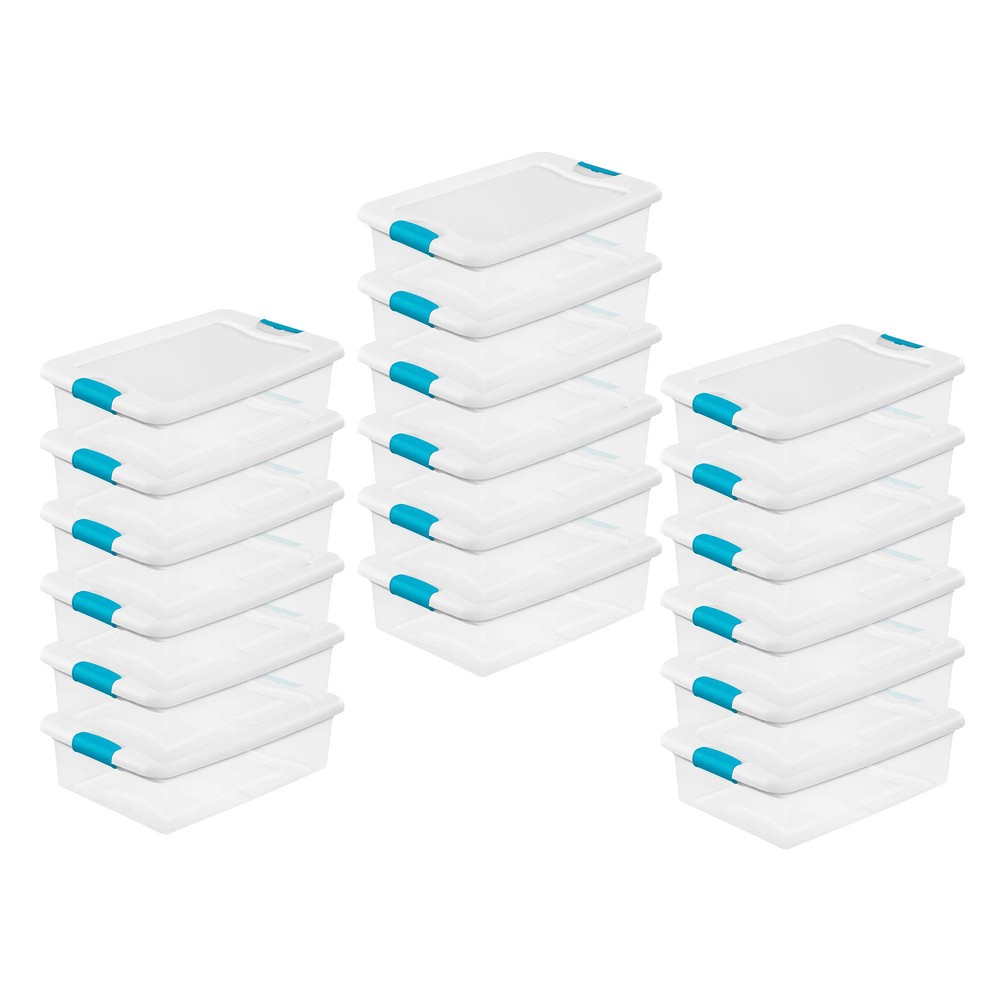 Sterilite 32 Quart Clear Stackable Latching Storage Box Containers, 18 Pack