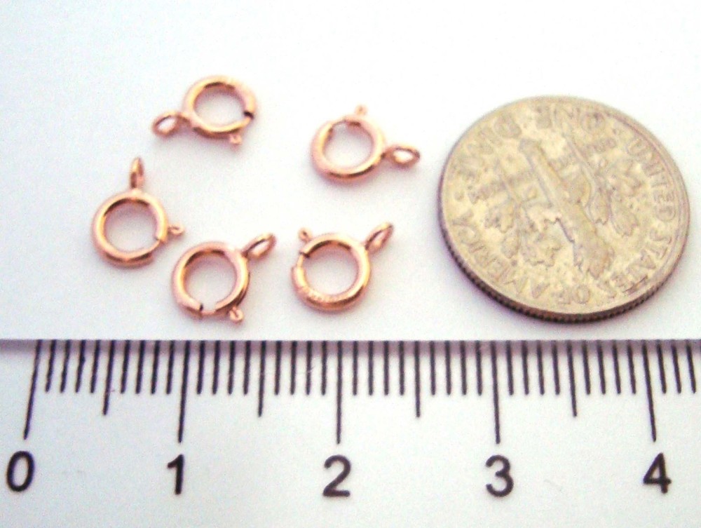 20pcs 5.5mm 14k Rose gold filled round Spring Clasp connector open loop RT03