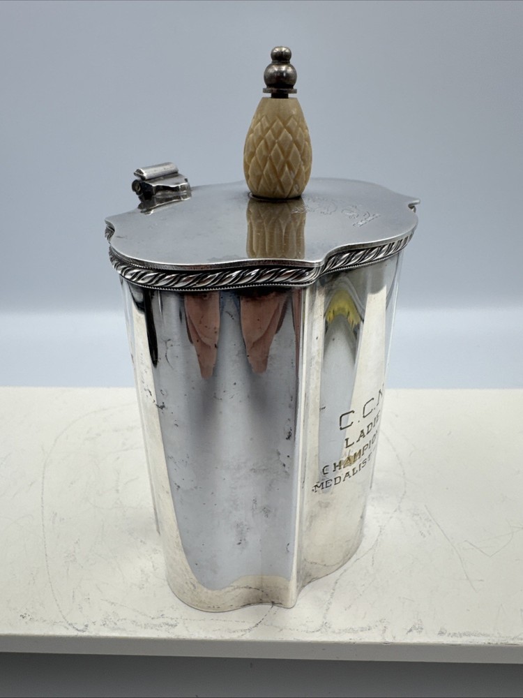 1966 C.C.N.C. Trophy Silver Plate Metal Tea Caddy By IFS Israel Freeman & Son