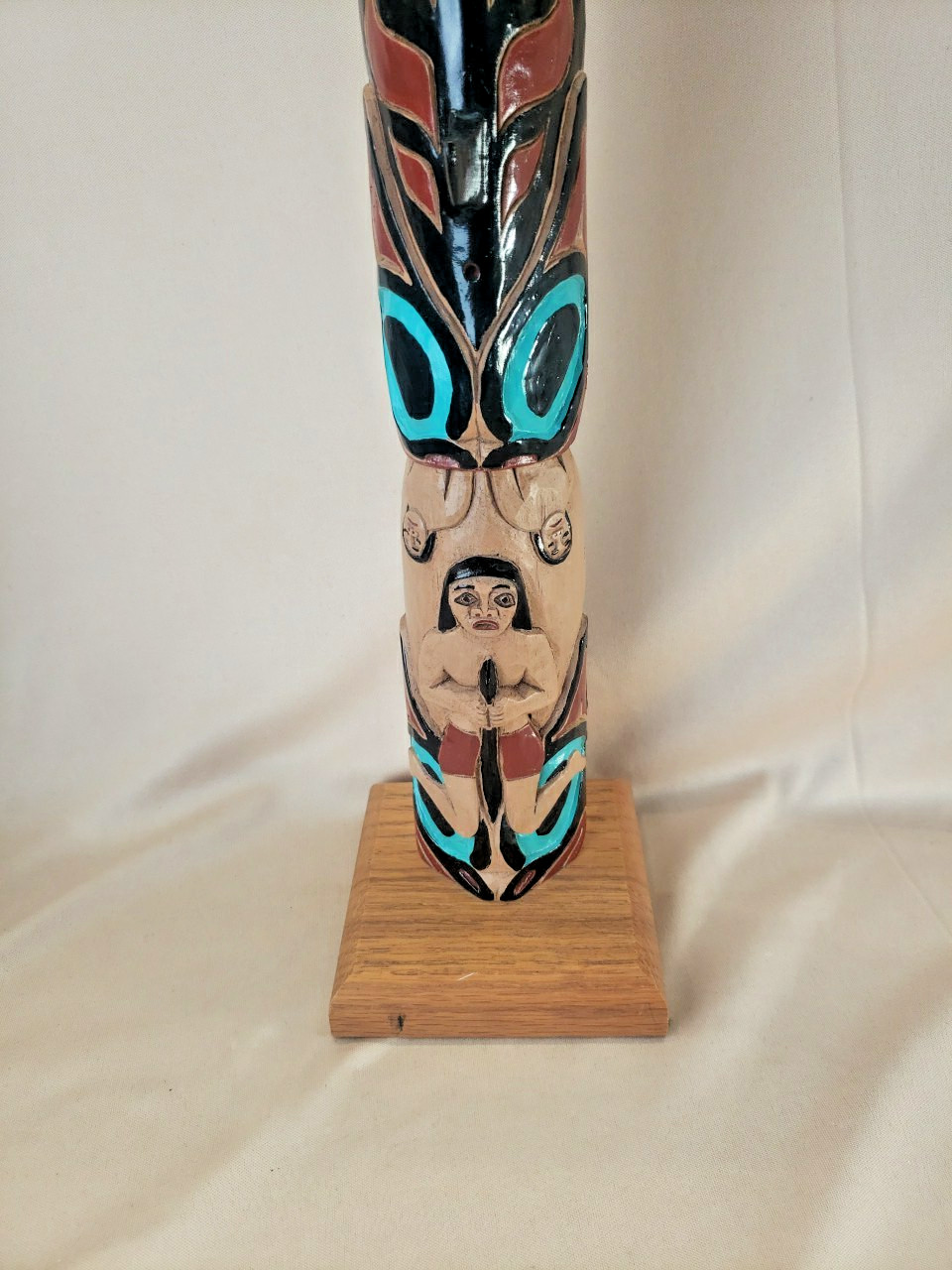 VINTAGE 24 1/2" TLINGIT NW COAST INDIAN WOOD MULTIPLE FIGURES TOTEM POLE MODEL