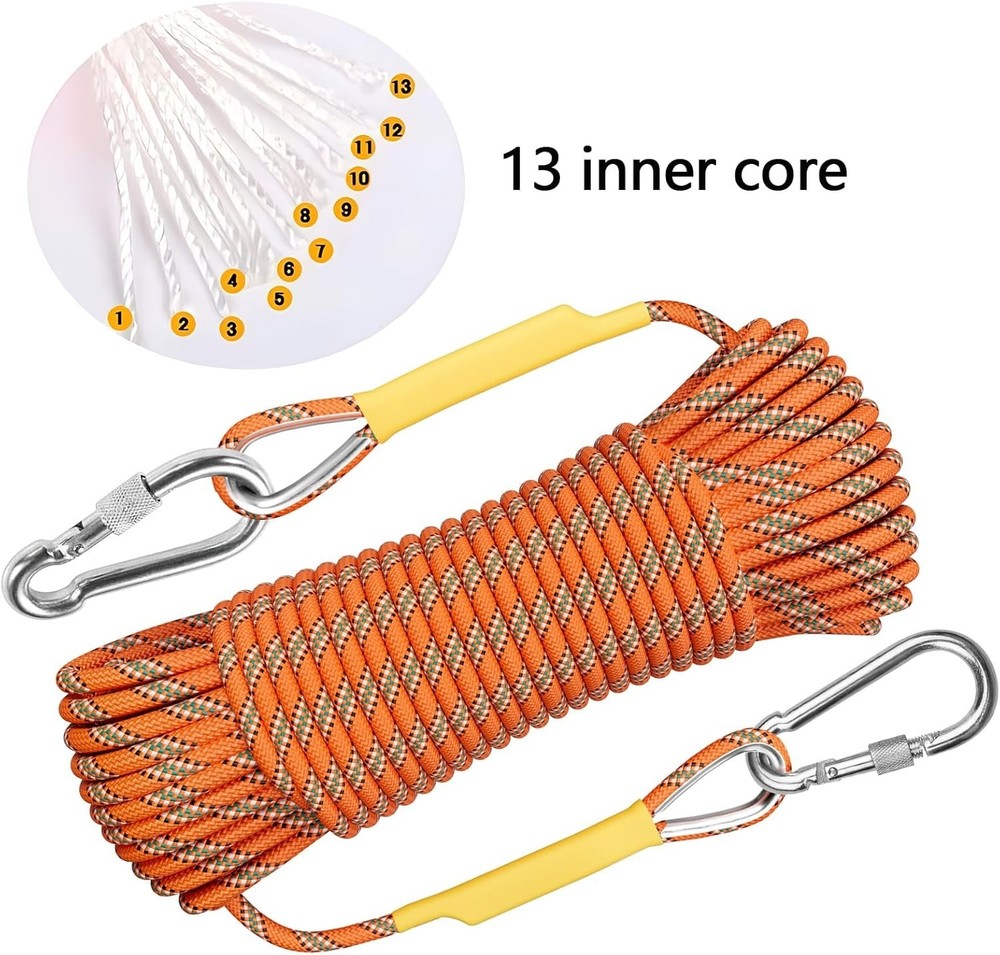 High-Performance Polyester Static Climbing Rope 32ft - 3300lbs Strength