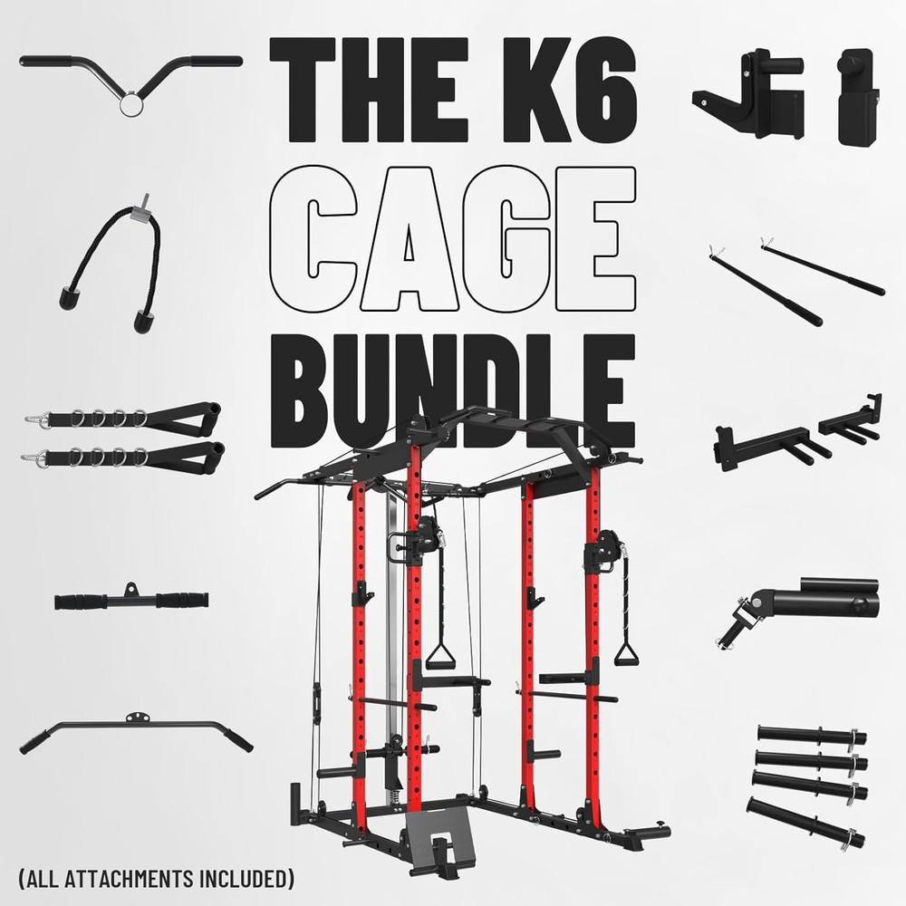 Power Cage, Power Rack with Cable Crossover System, 1500LBS Squat Rack with LAT