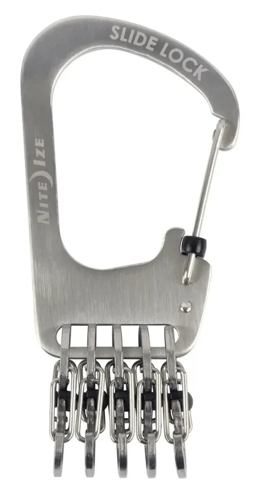 Nite Ize SlideLock KeyRack Stainless Steel Keychain Carabiner w/Locking S-Biners