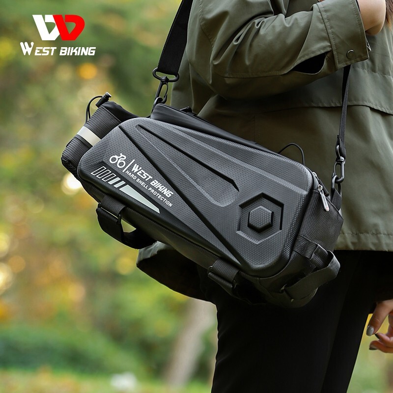 WEST BIKING Waterproof Bike Hard Shell Trunk Bag Bicycle Rear Rack Pack Bag 8.6L