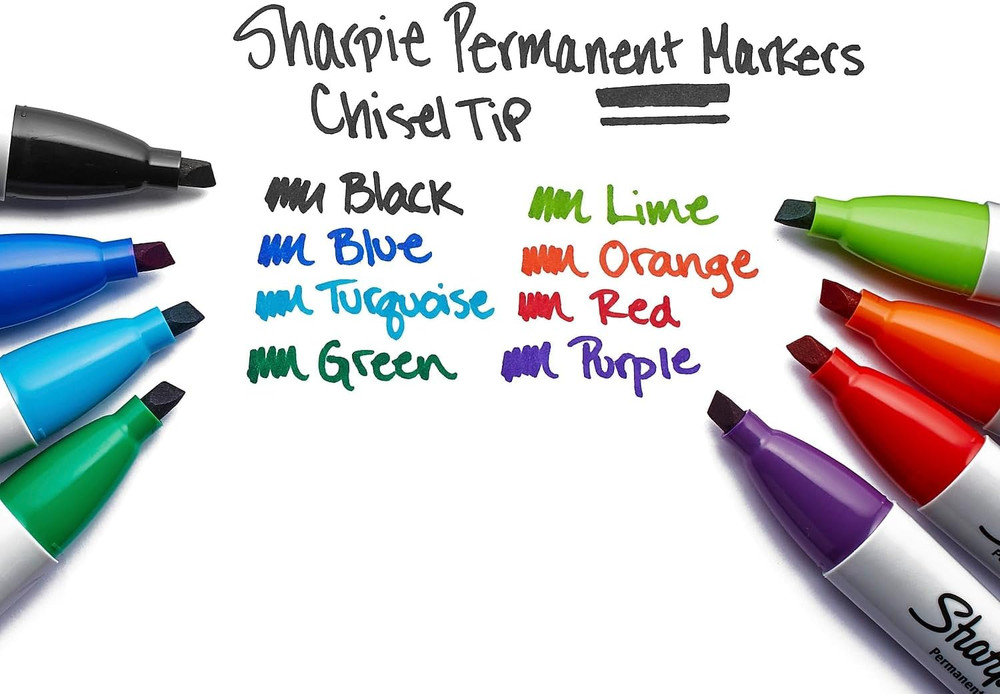 Permanent Markers Chisel Tip Black 4-Pack Fine Bold Writing Ink