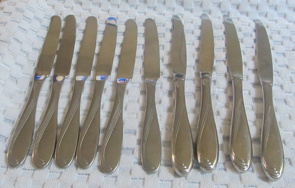 43 PC Oneida Camber Cresta Windswept Scroll Glossy Stainless Flatware