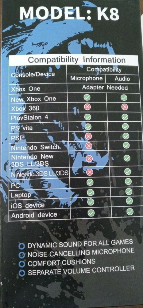 K8 high performance.Professional Gaming Headset.New