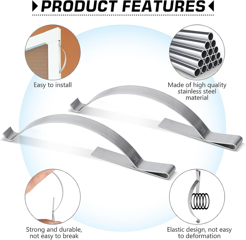 50 Pcs Window Screen Tension Spring, Durable Corner Mount Flat Window Spring Sta