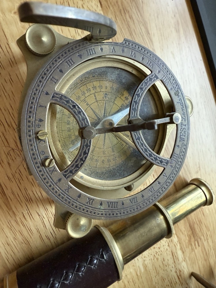 Three-piece nautical brass Sexton Compass scope set