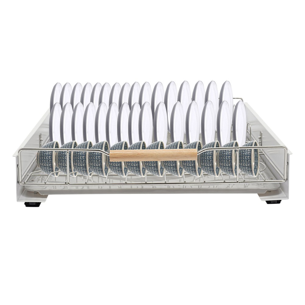 Modern Pull Out Drawer&Bottom-Mounted Slide Out Storage Shelf Silver, White New