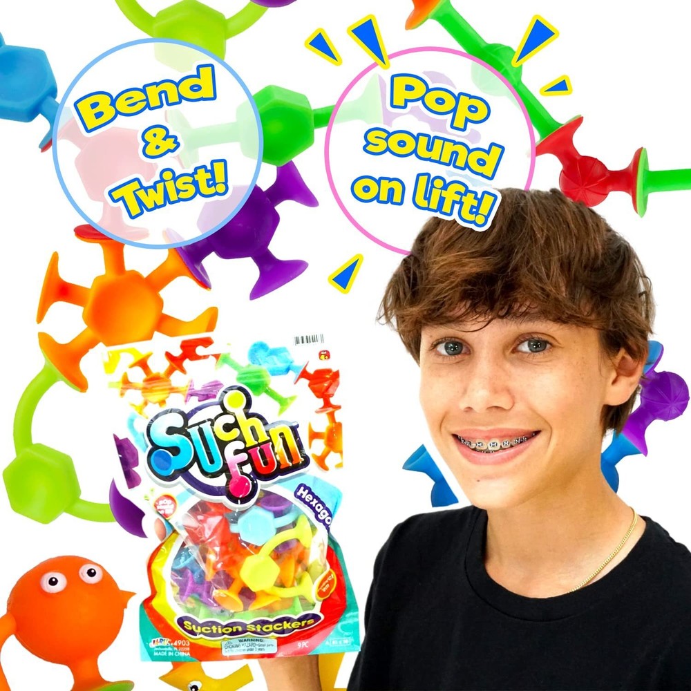 JA-RU Such Fun Shape & Creature Suction Stackers (1 Pack, 9 Piece Each)...
