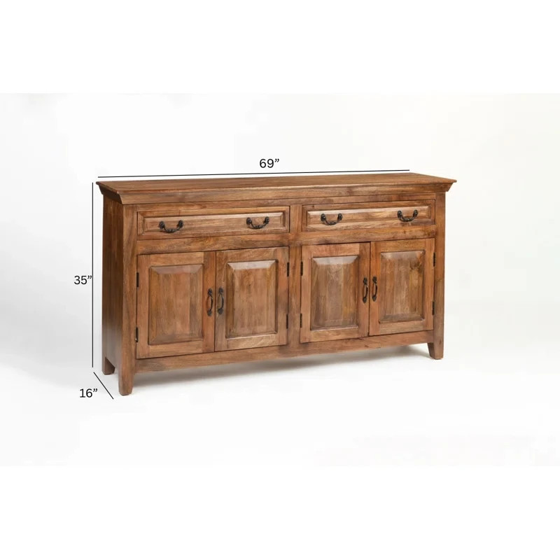 Jamya 69" Sideboard Solid Wood, Rustic Brown
