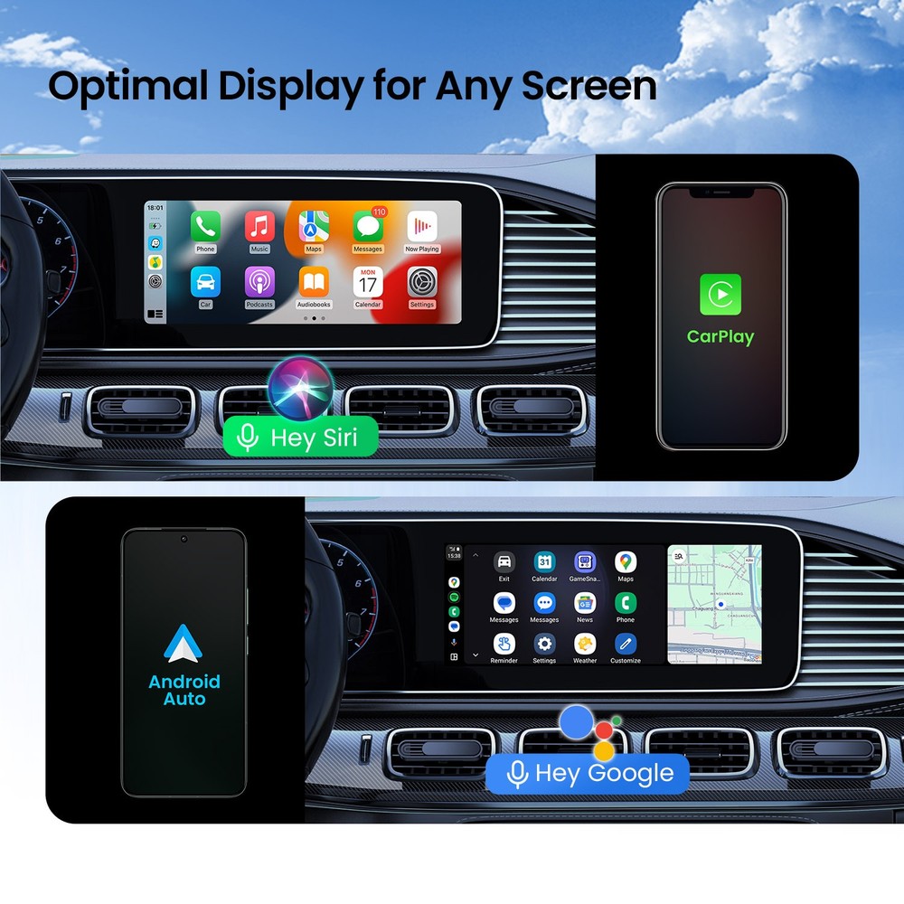 XTRONS Wireless CarPlay Android Auto Adapter Wired to Wireless Dongle Plug Play