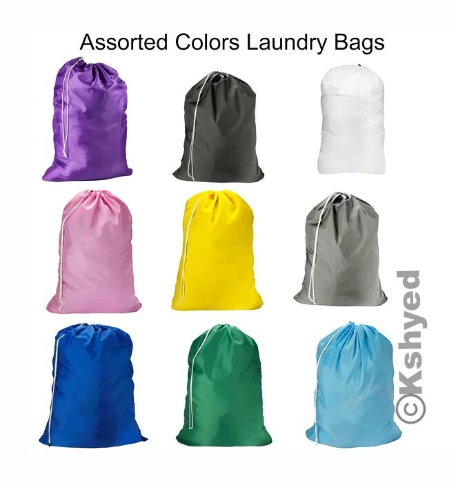 Large 29"X40" Laundry Bag Heavy Duty Nylon With Drawstring Assorted (10 Pack)