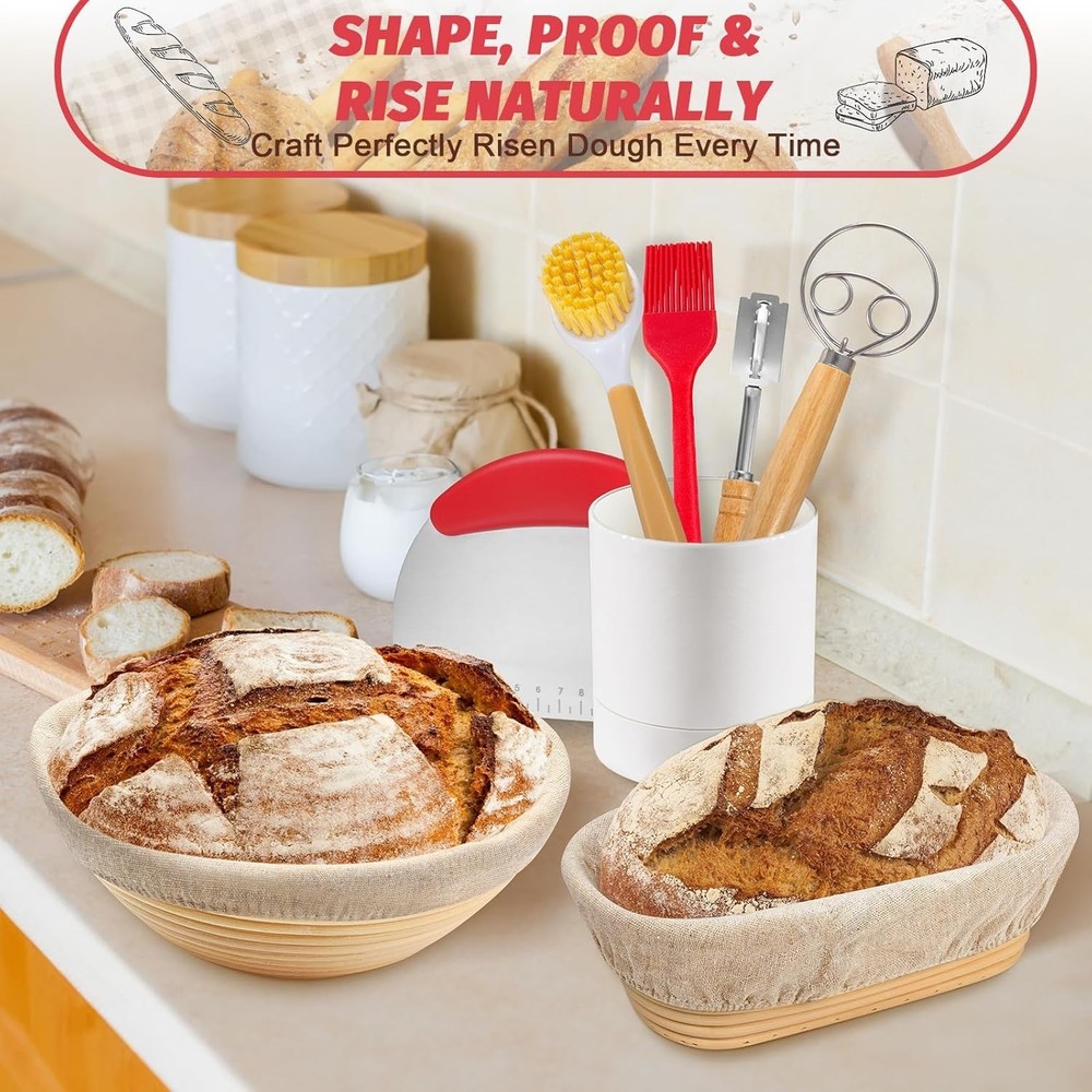 Beginner-Friendly Sourdough Bread Kit with Banneton & Tools for Artisan Baking