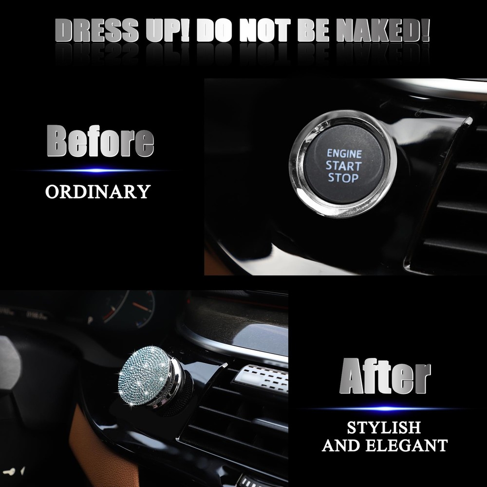 Car Engine Start Button Cover Diamond Crystal Push Start | Bling Accessory