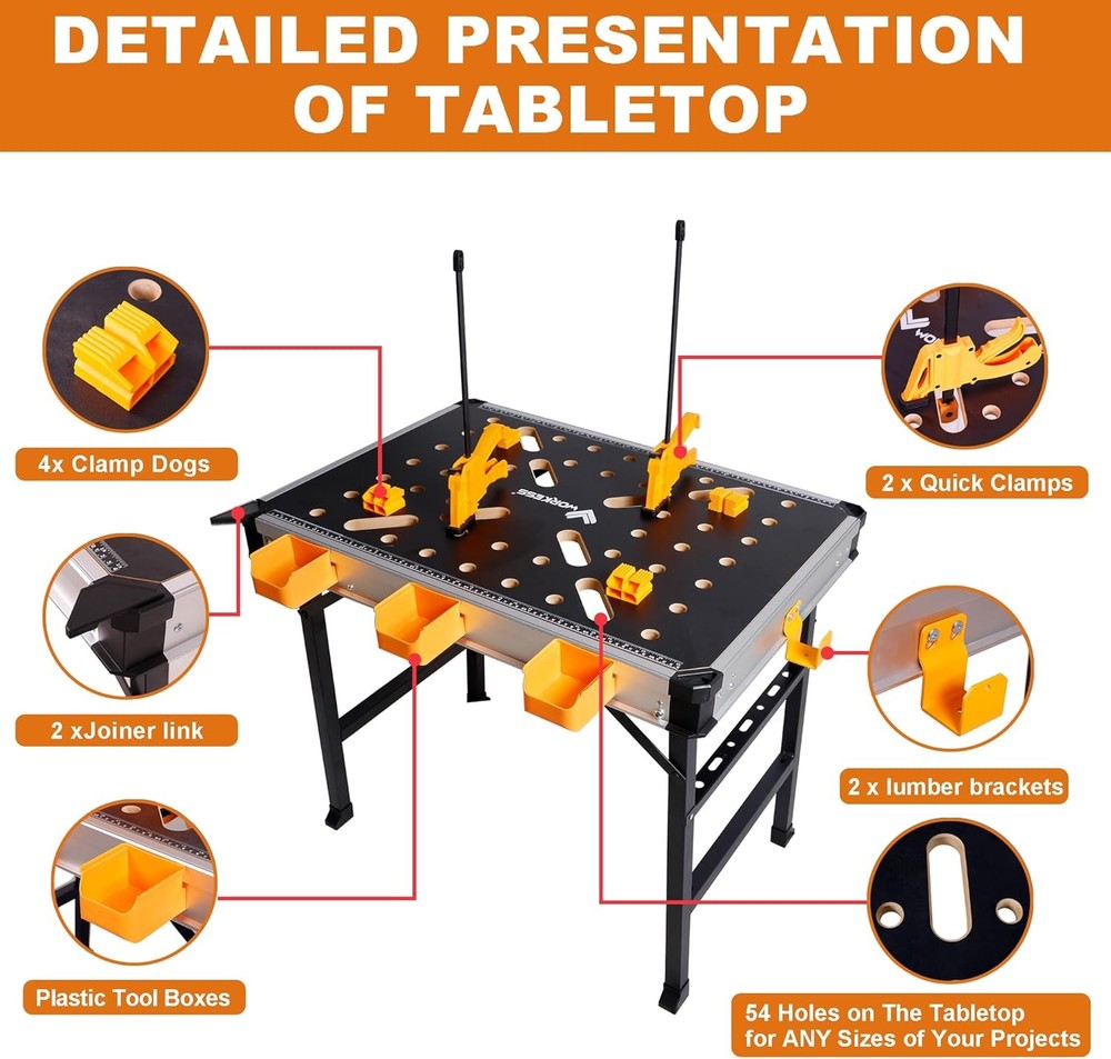 Portable Workbench 1000Lbs Capacity Heavy Duty Folding Work Table W/ 2 Quick
