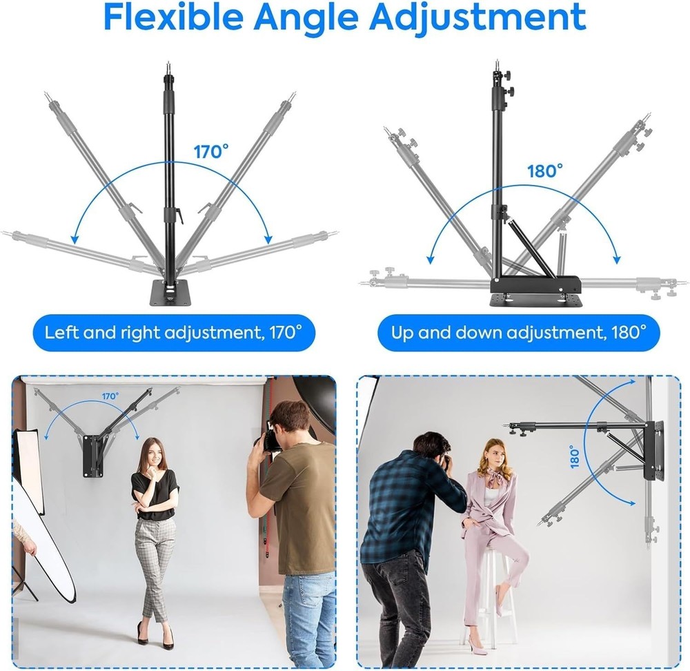 Wall Mount Boom Arm, 51inch/130cm Adjustable Triangle Wall Mounted Support