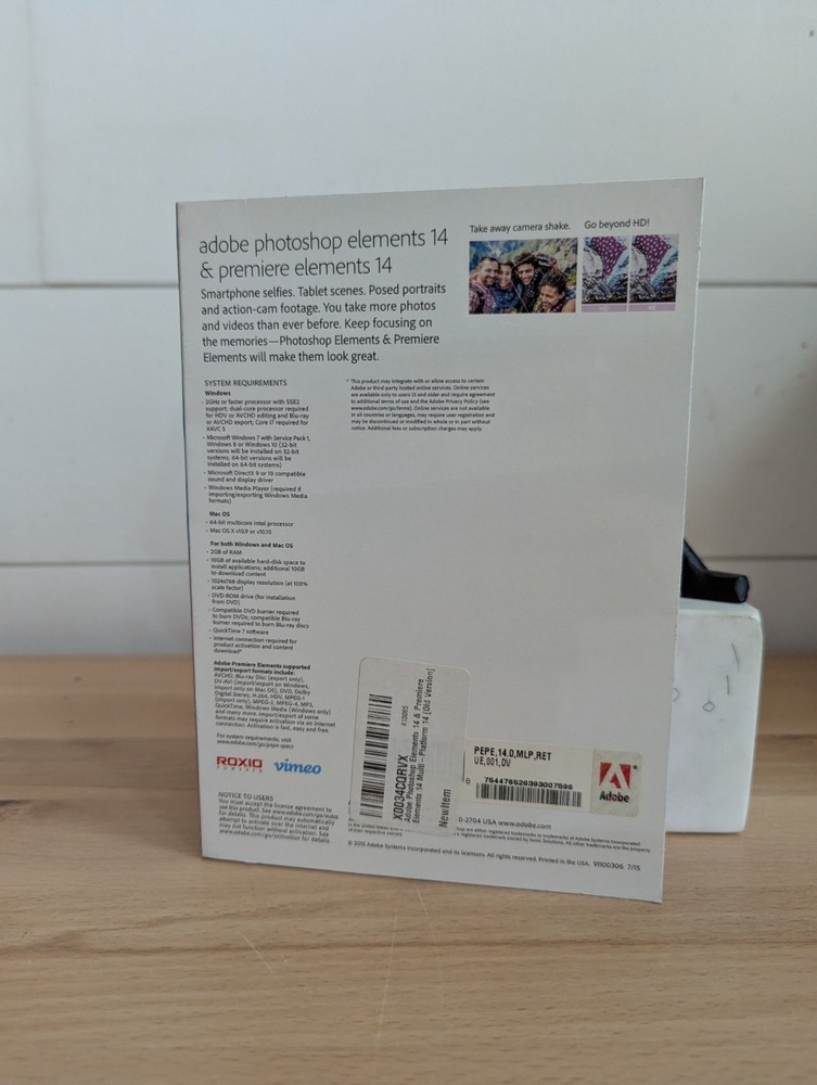 Adobe Photoshop Elements 14 & Premier Elements 14 Win Mac 2015 NEW SEALED