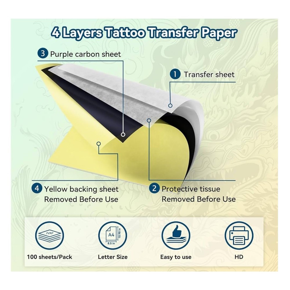 LabelCreate Tattoo Transfer Paper, 100 Sheets 4 Layers