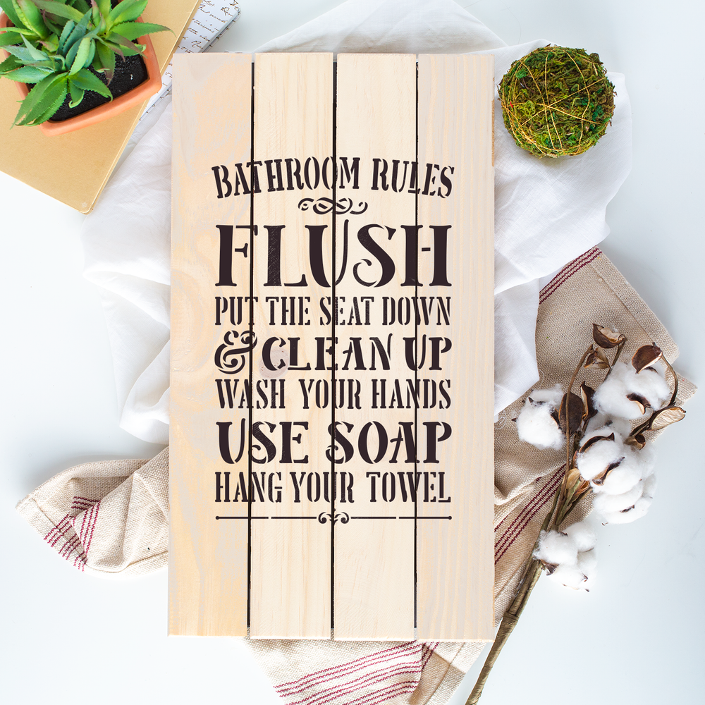 Bathroom Rules Bathroom Sign Stencil - Durable & Reusable Mylar Stencils