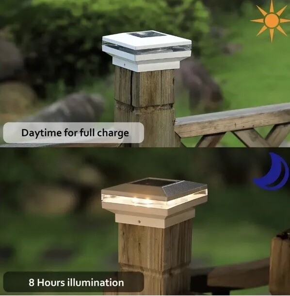 Solar Post Lights Dynaming 6 Pack Outdoor Decorative Post Cap Light 3000K White