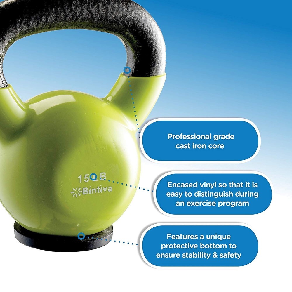 Coded Cast Iron Kettlebell with Special Protective Bottom 5lb Strength Training