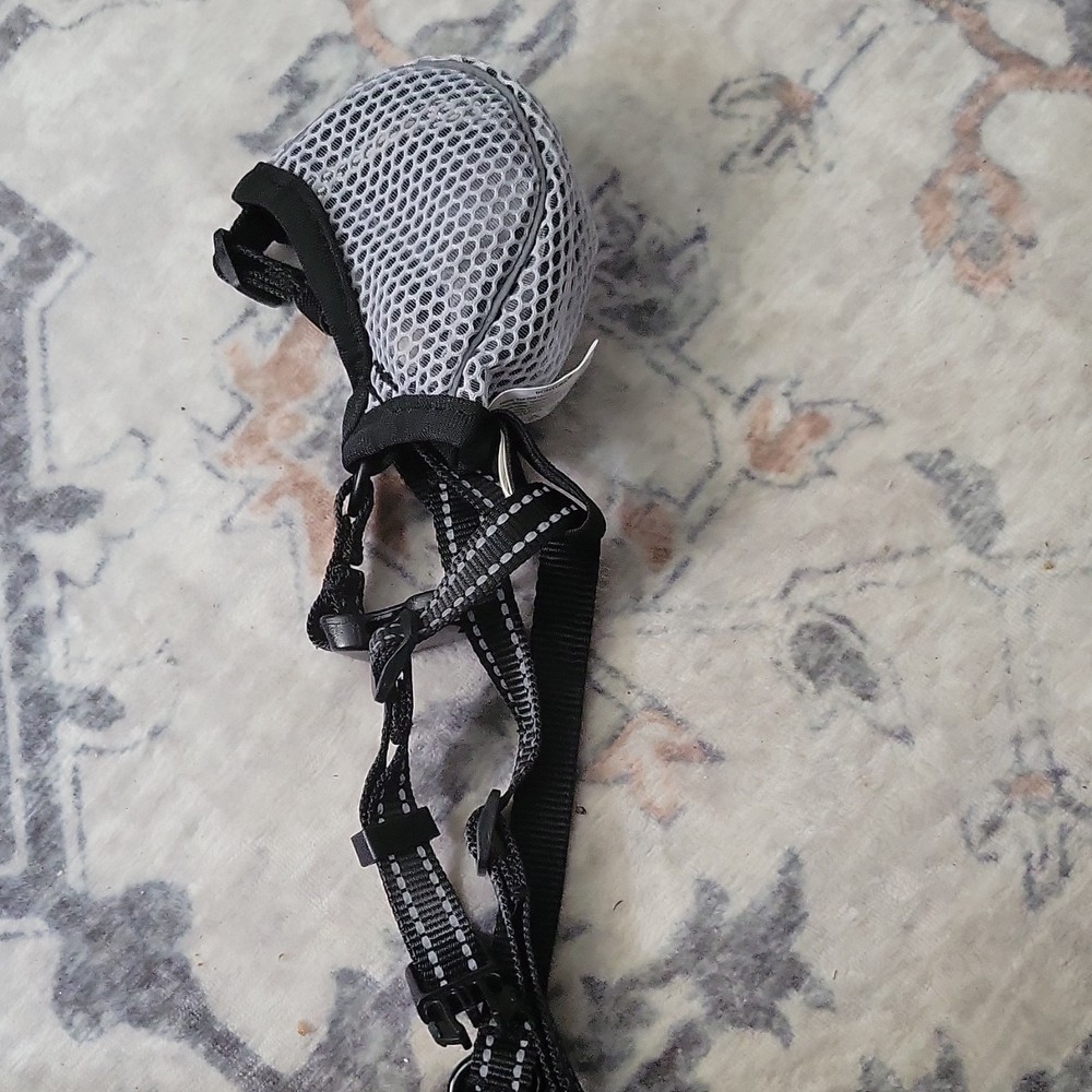 Small Mesh Nylon Dog Muzzle Adjustable Black Gray for Dogs Size S