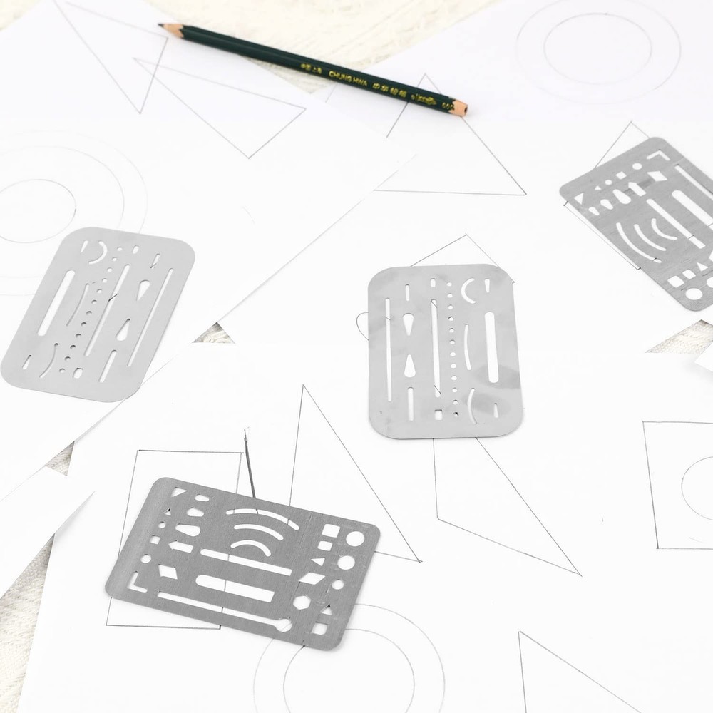 4 Pcs Erasing Shields Stainless Steel Drawing Template Shields Drafting Tools...