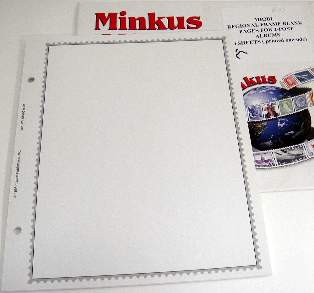 Minkus Regional Frame Blank Border Pages for 2-Post Stamp Albums 20 Sheets