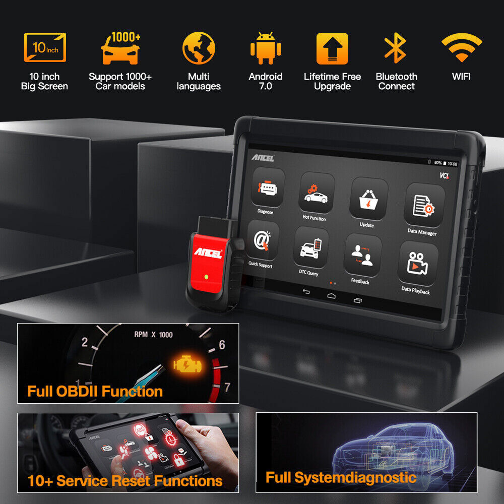 ANCEL OBD2 Scanner Bluetooth Bidirectional Diagnostic Tool 10inch Touch Screen