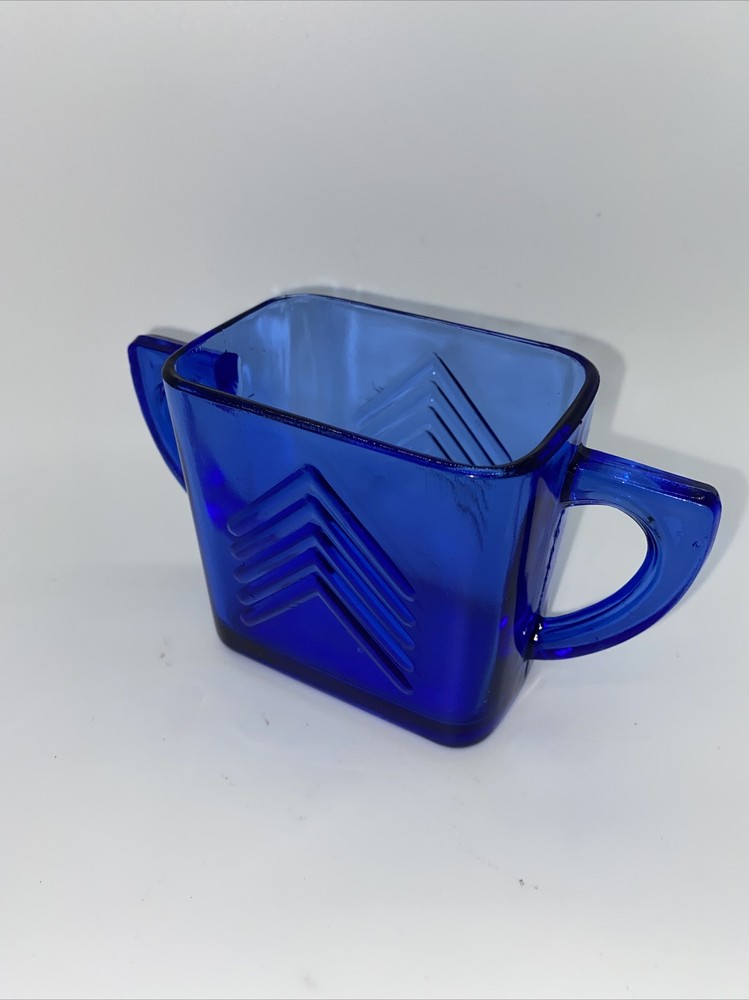 Vintage Art Deco Cobalt Blue Double Handled Dish