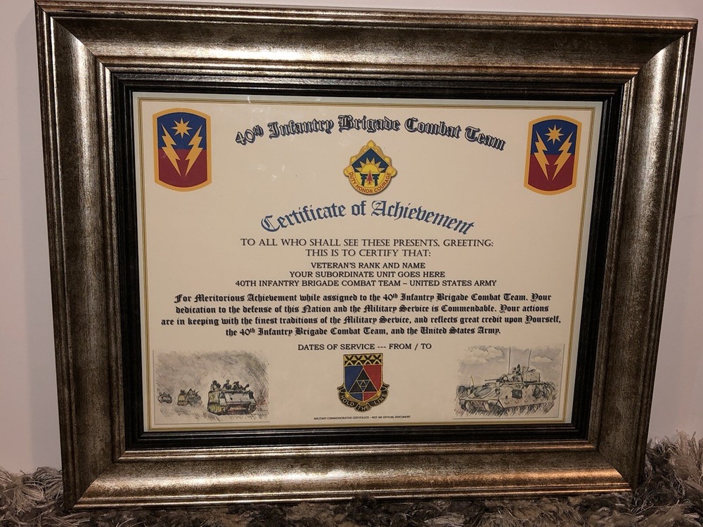 40TH INFANTRY BRIGADE COMBAT TEAM - COA / (COMMEMORATIVE CERTIFICATE)