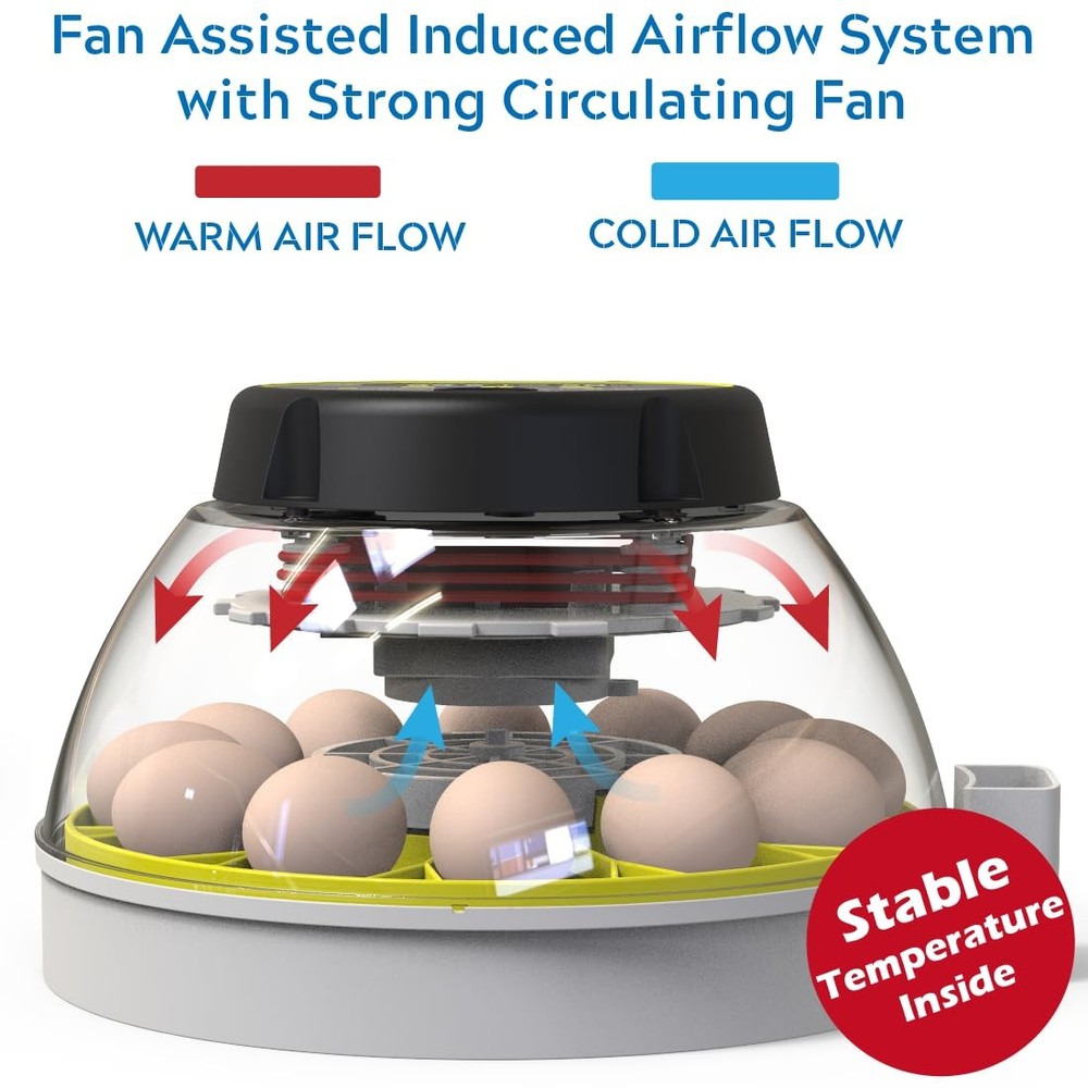 12 Egg Incubator with Humidity Display Egg Candler Automatic Egg Turner