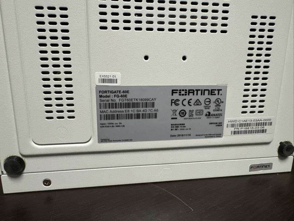 Fortinet FortiGate 60E Firewall Network Security Appliance