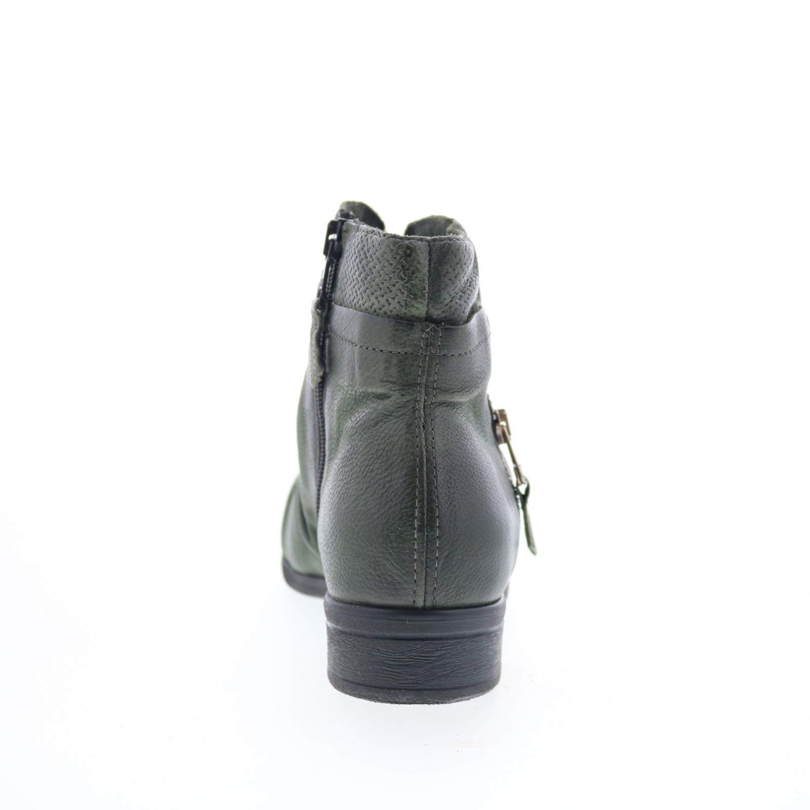 Miz Mooz Sunny-QVC Womens Green Leather Zipper Ankle & Booties Boots