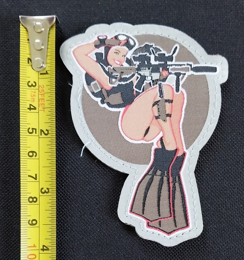 Pin Up Woven HOOK Backing Patch ~ MSM Dive Girl Tactical Morale Combat