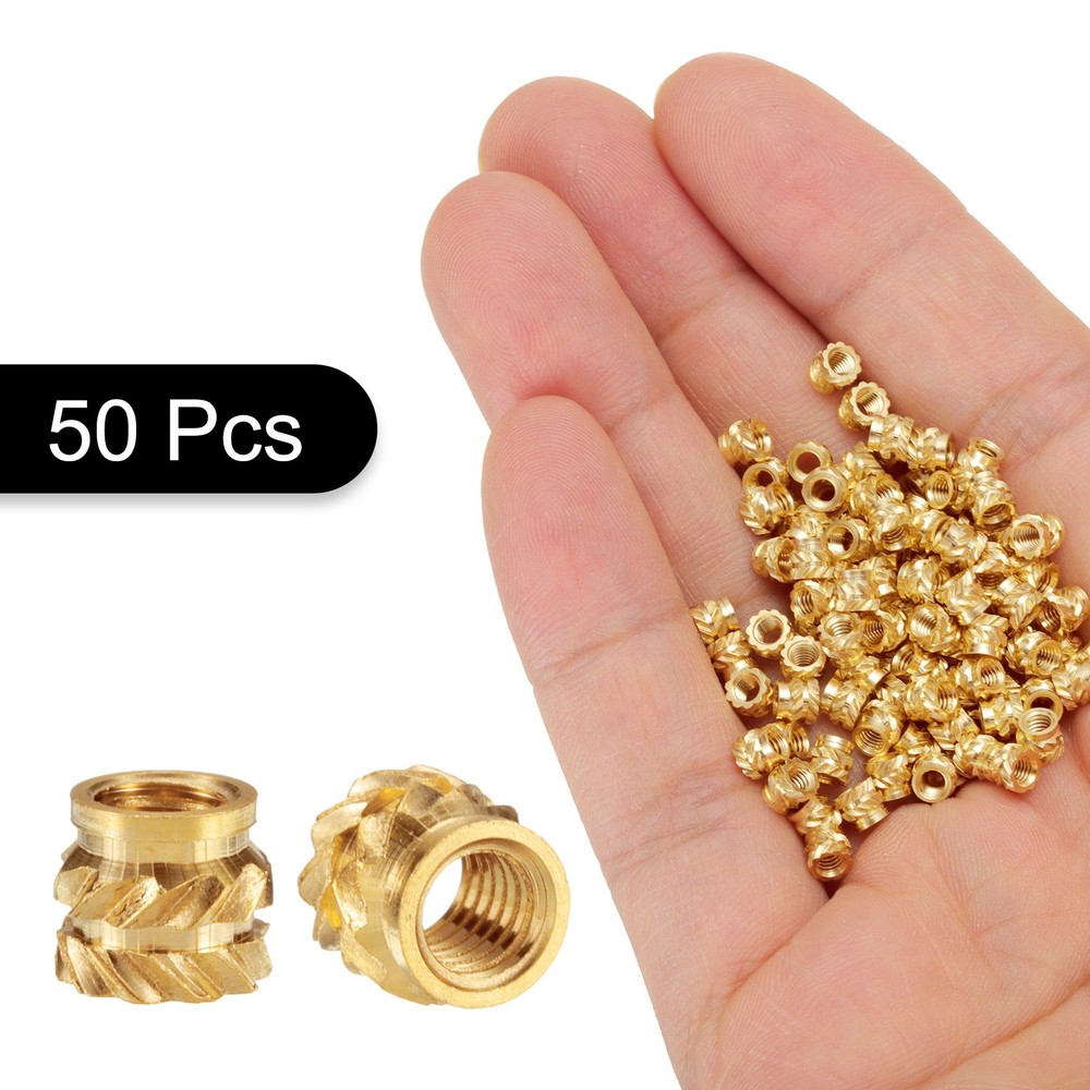 50pcs M2.5 Threaded Inserts Brass Heat Set Insert M2.5x3.5mm, OD 4mm