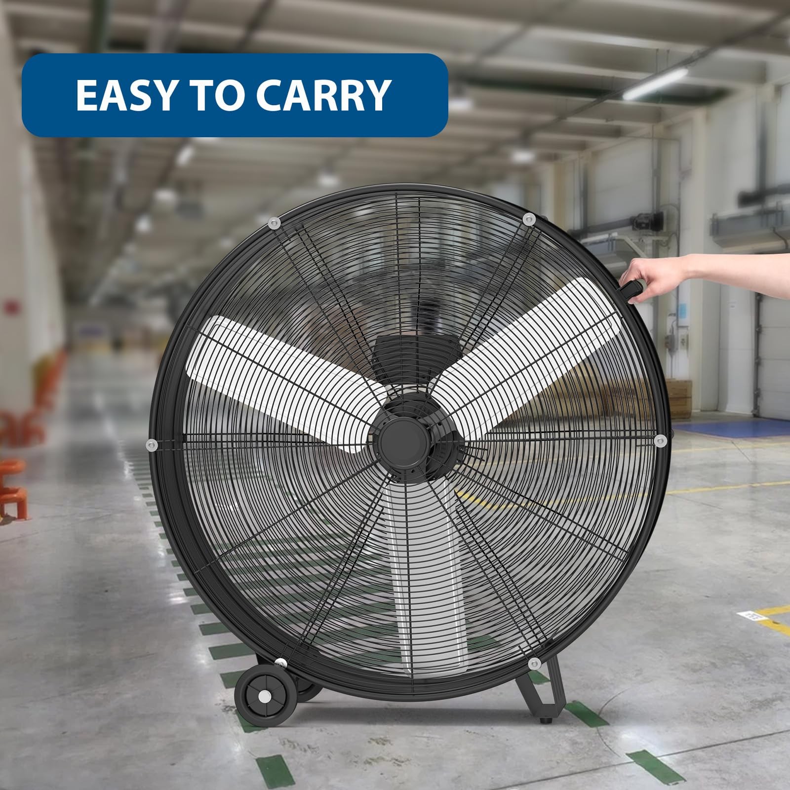 30" Industrial Drum Fan 3-Speed High Velocity Floor Cooling Fan Air Circulator