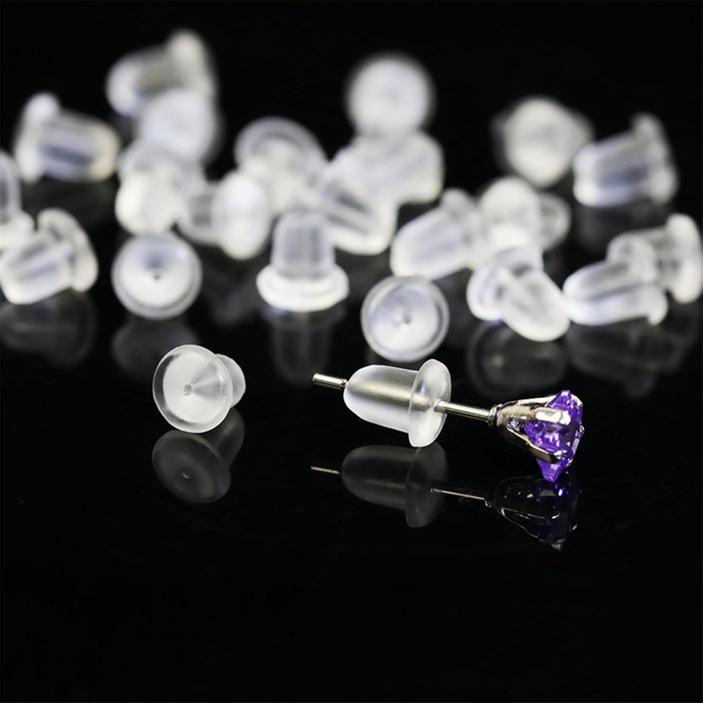 Silicone Earring Backs, 200 Pieces Clear Hypoallergenic Stoppers for Stud, Post,