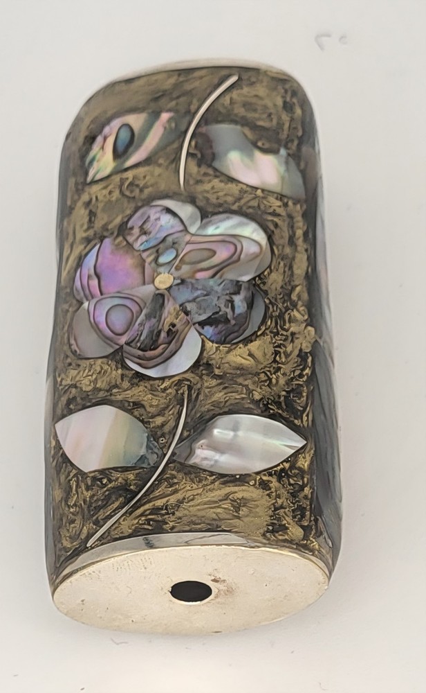 MEXICO ALPACA SILVER ABALONE SHELL INLAY BIC LIGHTER HOLDER CASE