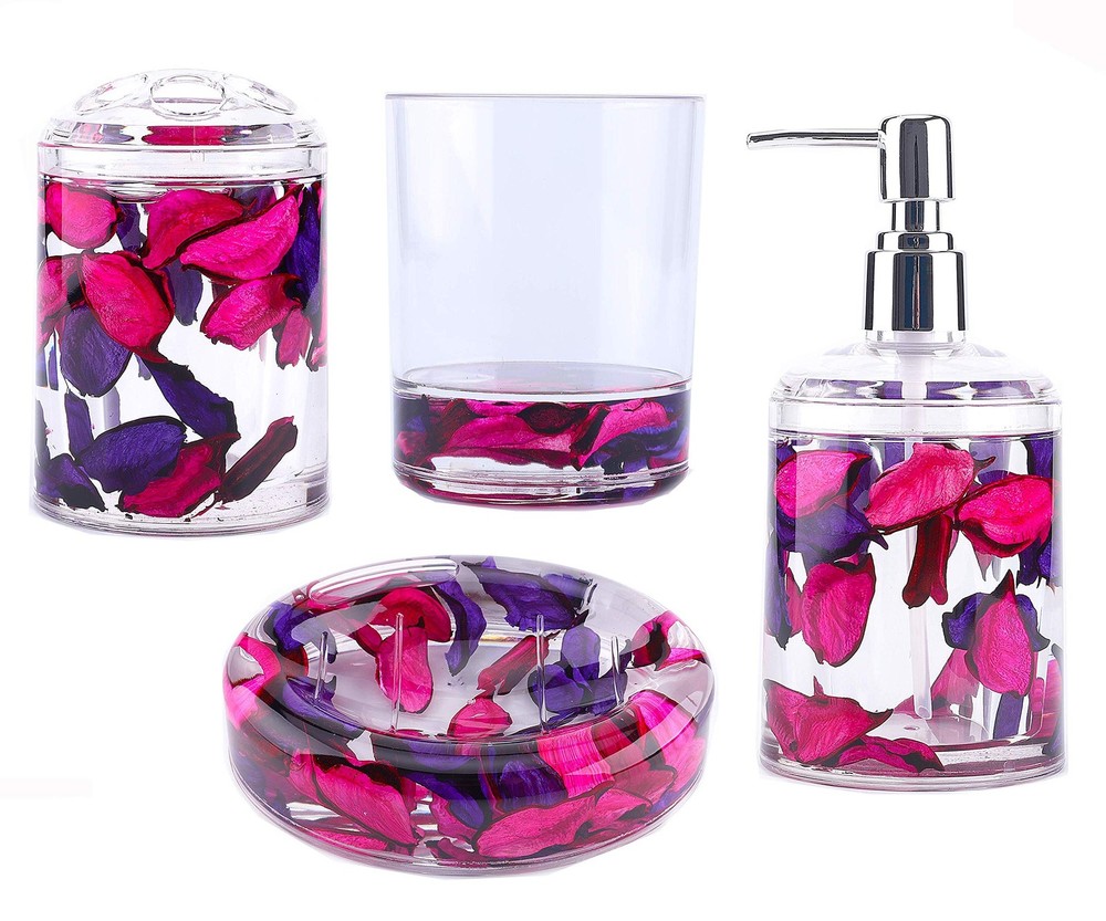 Locco Decor 4-Piece Acrylic Liquid 3D Floating Motion Bathroom Vanity Set, Leaf