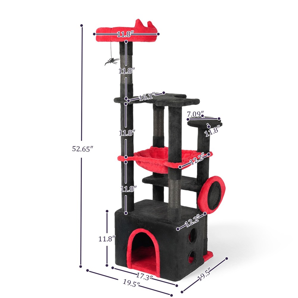 53" Large Cat Tree Gothic Cat Tower with Padded Perch Scratching Post