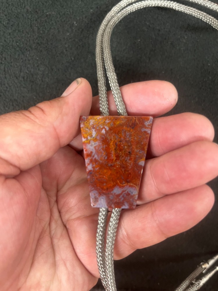 Plume Agate Western Bolo Tie