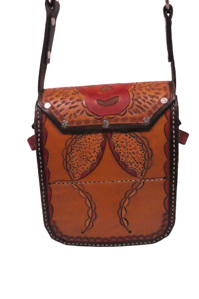 Tooled Leather Messenger Bag
