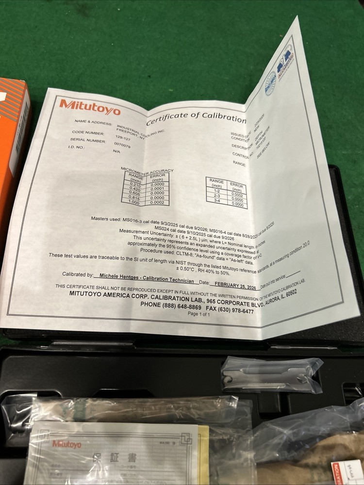 Mitutoyo Depth Micrometer 129-127cal 36J716