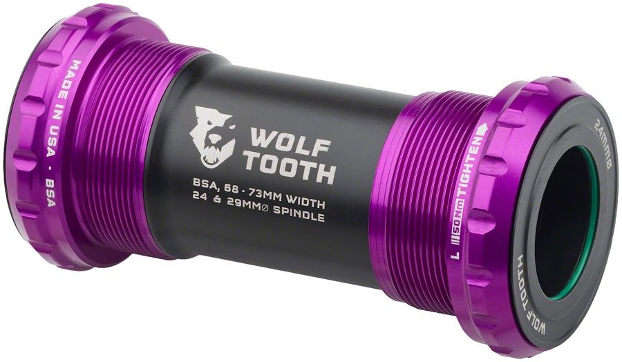 Wolf Tooth Ultraviolet Purple BSA Bottom Bracket - 24mm Spindle, Durable
