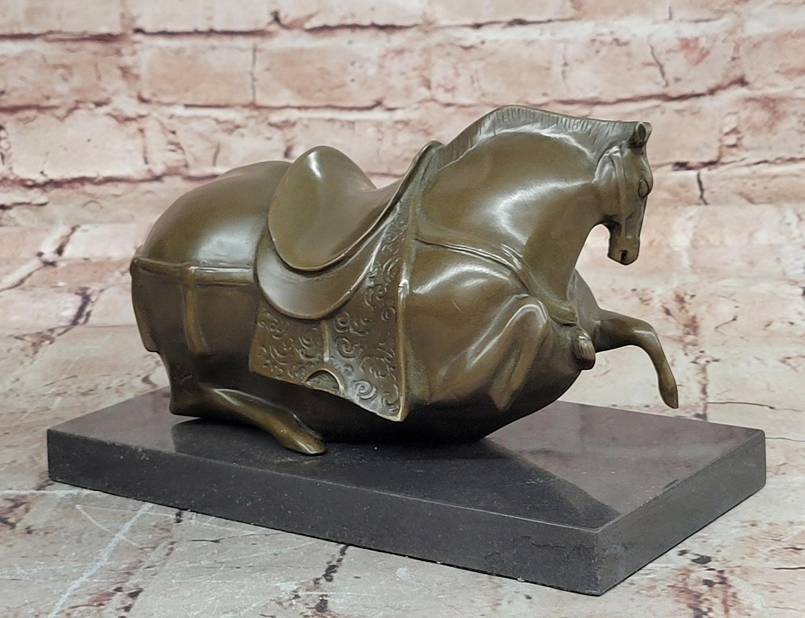 Signed Milo Bronze Chinese Zodiac Tang Horse Fengshui Luck Animal Statue