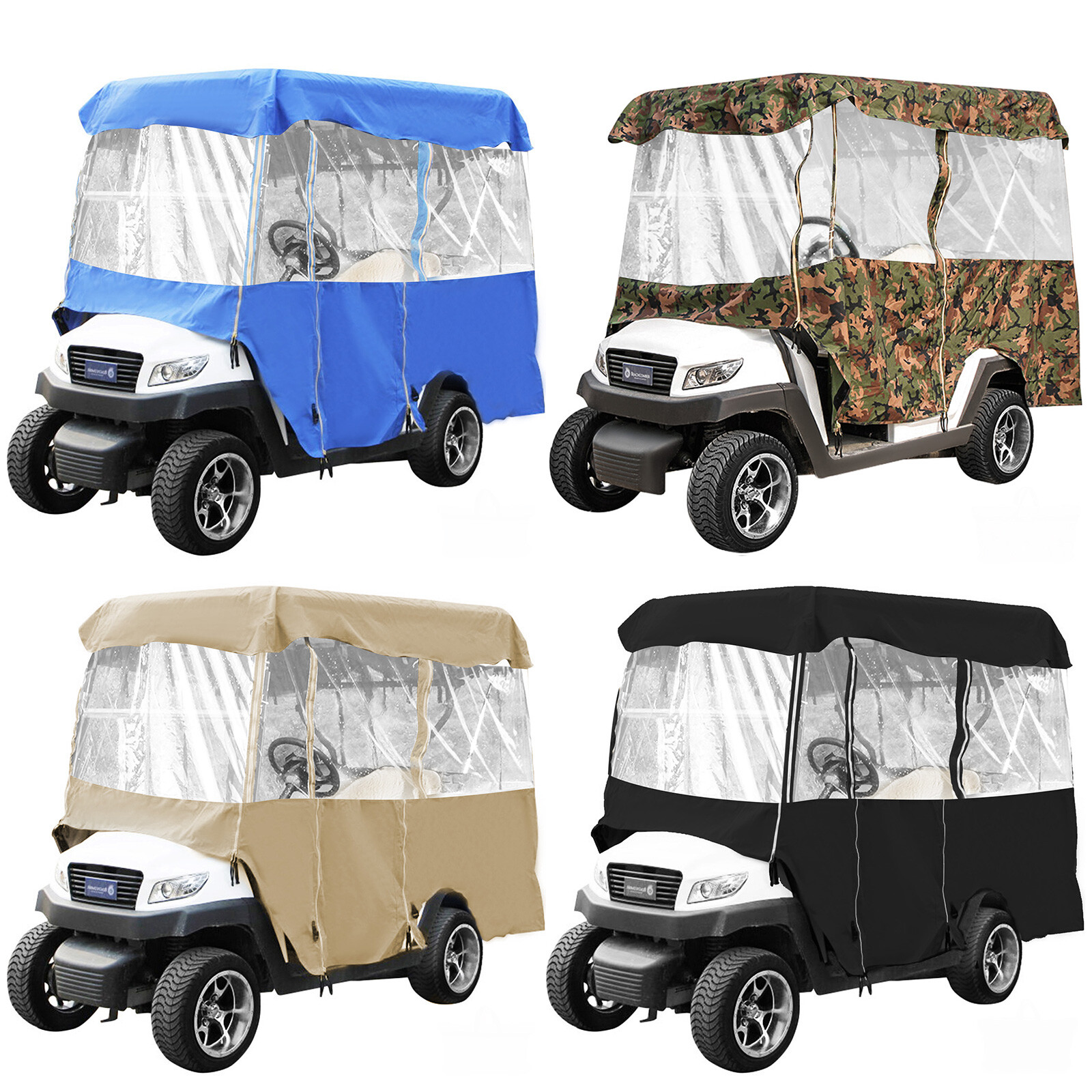 4 Passenger Golf Cart Cover Driving Enclosure Waterproof Person Roll-up Door